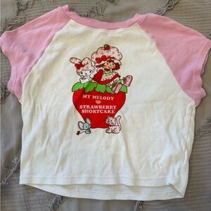 Forever 21 Pink and White My Melody & Strawberry Shortcake Tee